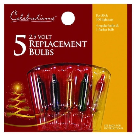 Celebrations Celebrations Red Incandescent Mini Multicolored 5 ct Replacement Christmas Light Bulbs 1115-1-71